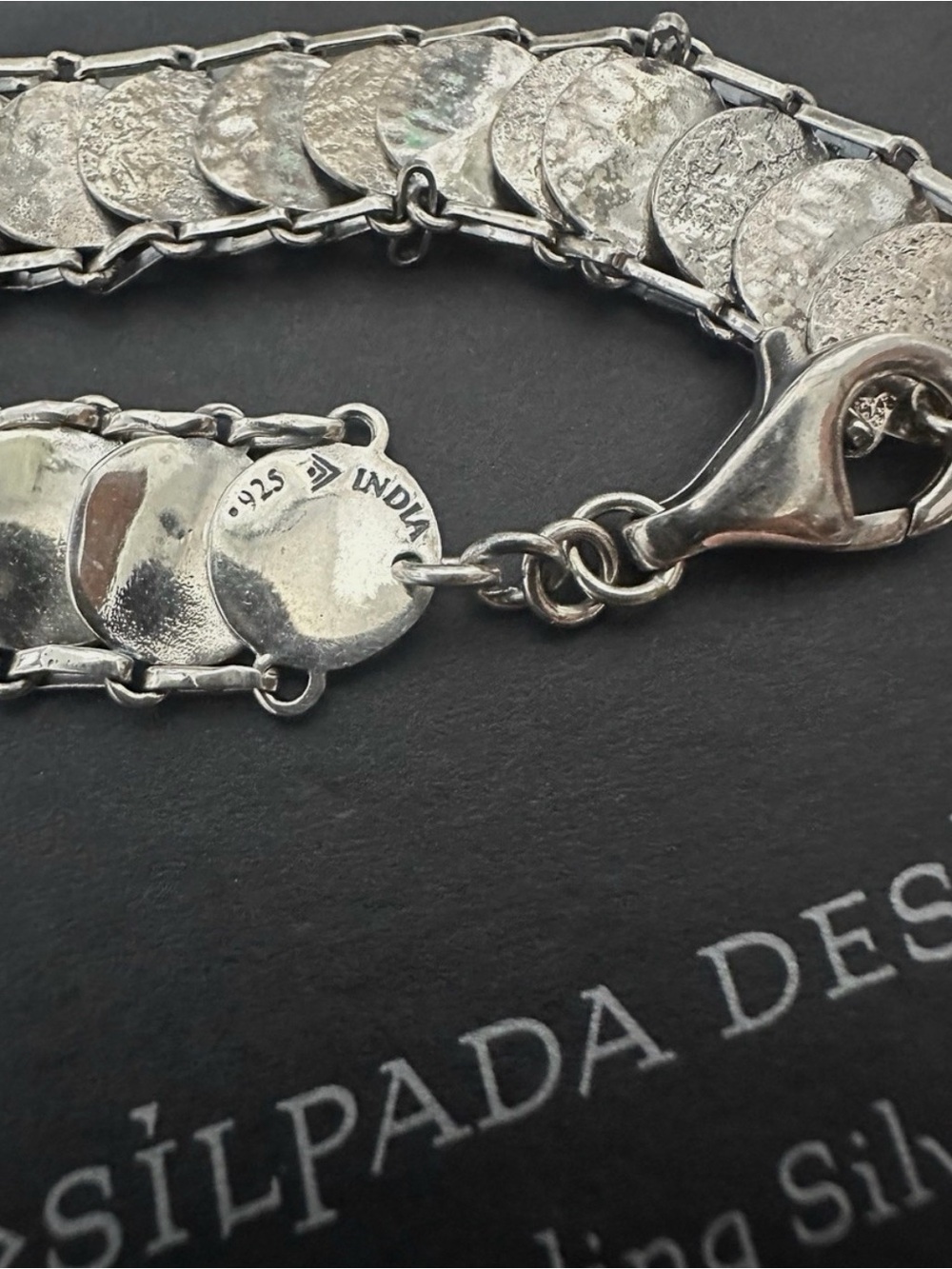 Vintage Silpada Sterling Silver "Simply Sequin" Disc Link Bracelet B2829 - Picture 3 of 3